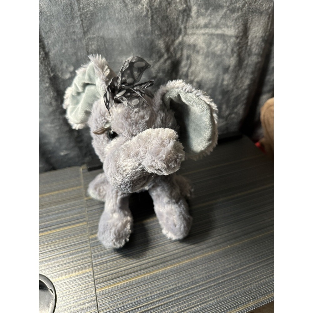 Lash'z The Petting Zoo Elephant Eyelashes Plush Stuffed Animal Polka Dot Bow 11"